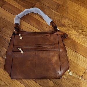YZAOLL Brown Vegan Synthetic Leather Shoulder Bag Purse NWT